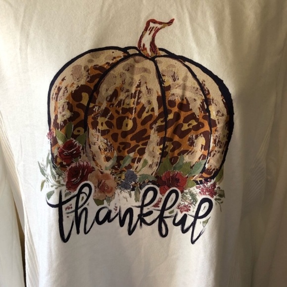NWT Leopard Pumkin Thankful Long Sleeves Shirt - Picture 4 of 16